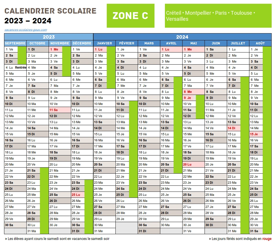 Calendrier Scolaire 2023-2024 Nîmes