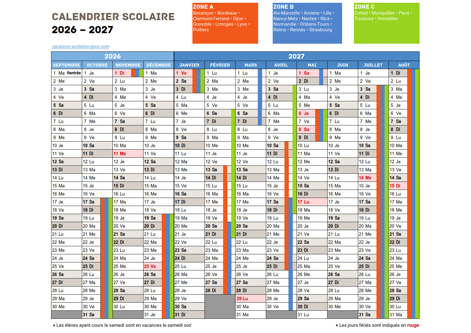 Vacances Scolaires LAGRANGE Calendrier 2026 2027 2028 Officiel Vacances Scolaires LAGRANGE Calendrier 2026 2027 2028 Officiel