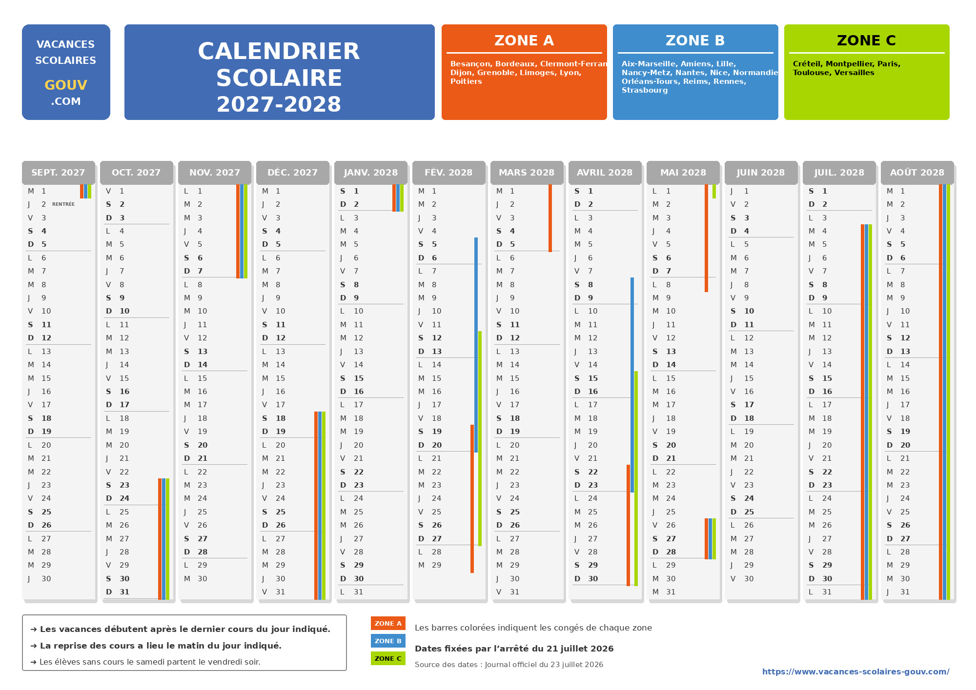 Vacances Scolaires NANTES Calendriers Officiels 2026 2027 Et 2027 2028
