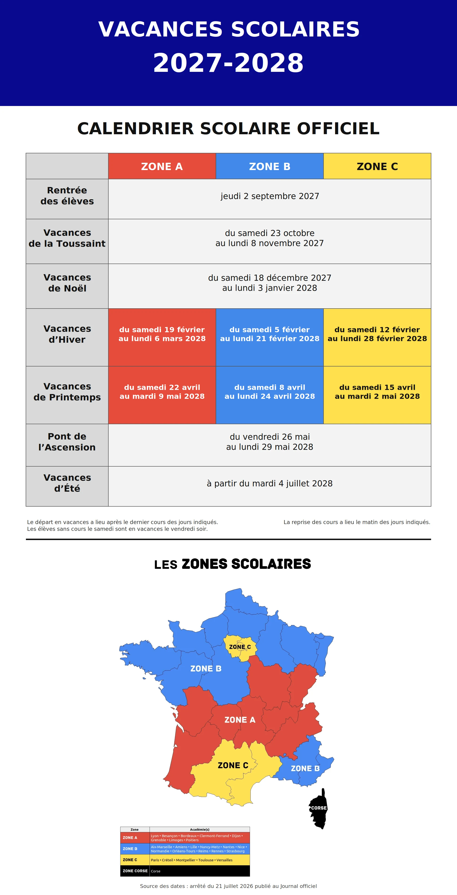 Calendrier Scolaire 2027-2028 Saussey