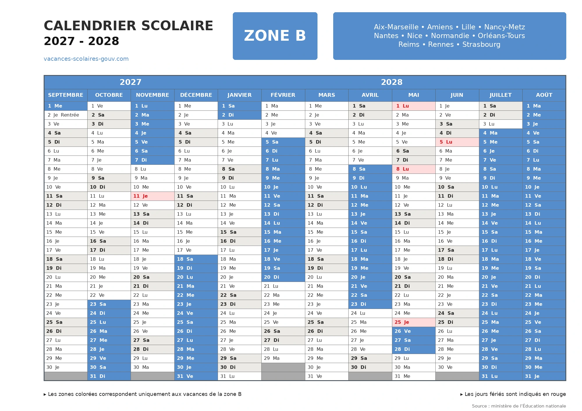 Calendrier Scolaire 2027-2028 Saussey Calendrier Scolaire 2027-2028 Saussey