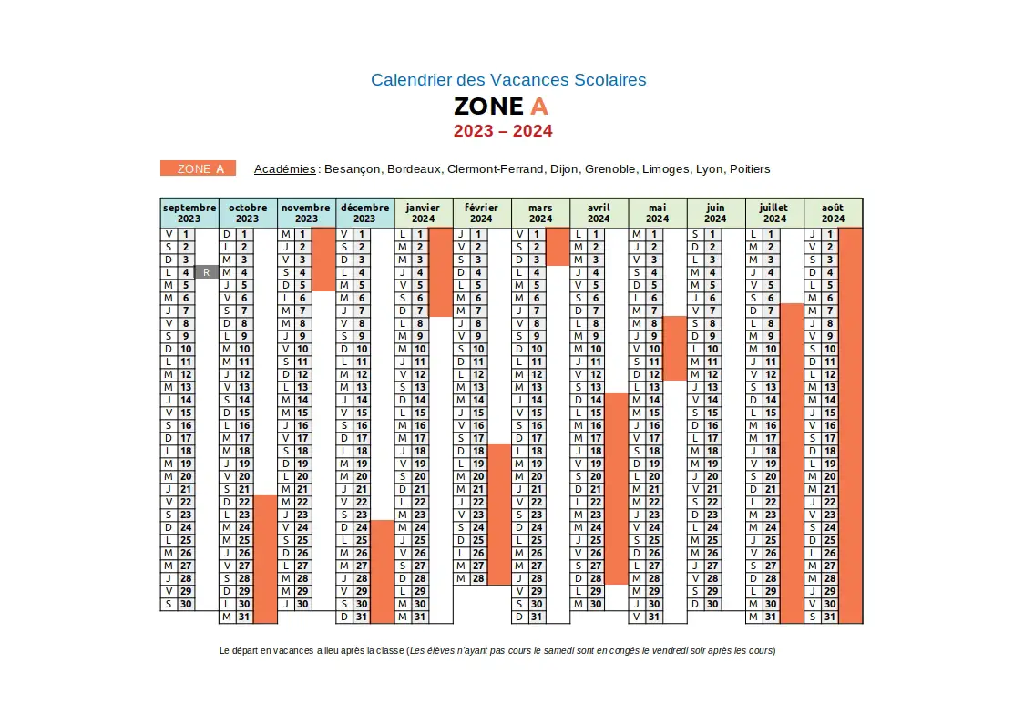 Calendrier scolaire 2023-2024. Quelles sont les dates des vacances pour la  zone A, et comment optimiser ses prises de congés