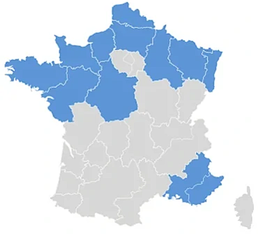 Carte des académies de la zone B des vacances scolaires