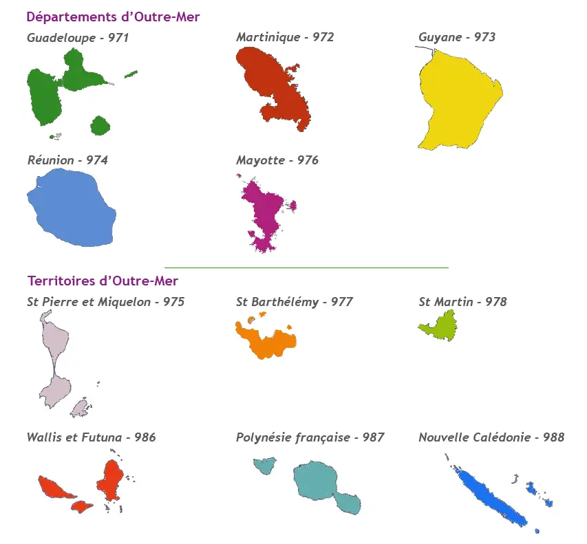 Carte académies DOM TOM Outremer des vacances scolaires