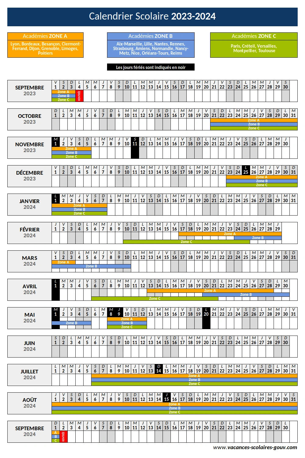 Calendriers scolaires 2023-2024 - DSFNE